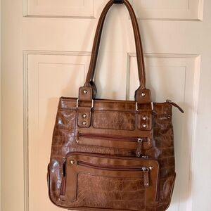 Croc Print Brown Shoulder Y2K Bag